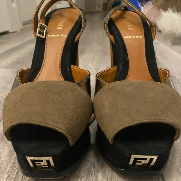 Fendi Shoes Fendi Multicolor Suede Leather Wedge Platform